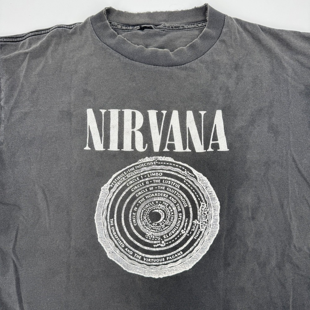 Nirvana Circles of Hell Vintage Graphic T-Shirt Faded Black Distressed XL - Picture 1 of 16